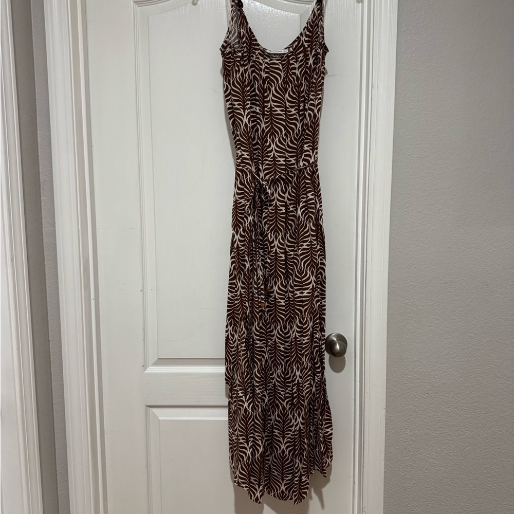 Staccato Brown and Cream Zebra-Print Sleeveless Maxi Dress